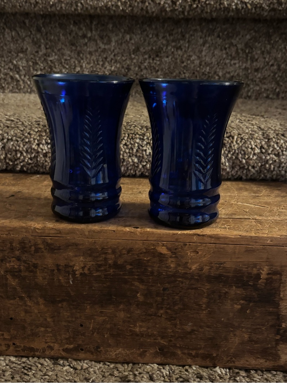 Vintage cobalt blue tumblers